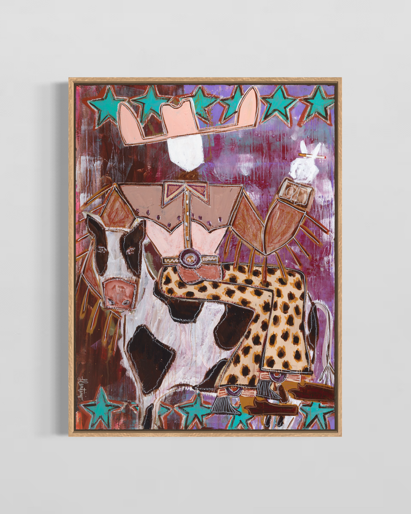 Smokin’ Joe & Milky the Cow - Framed Canvas Print