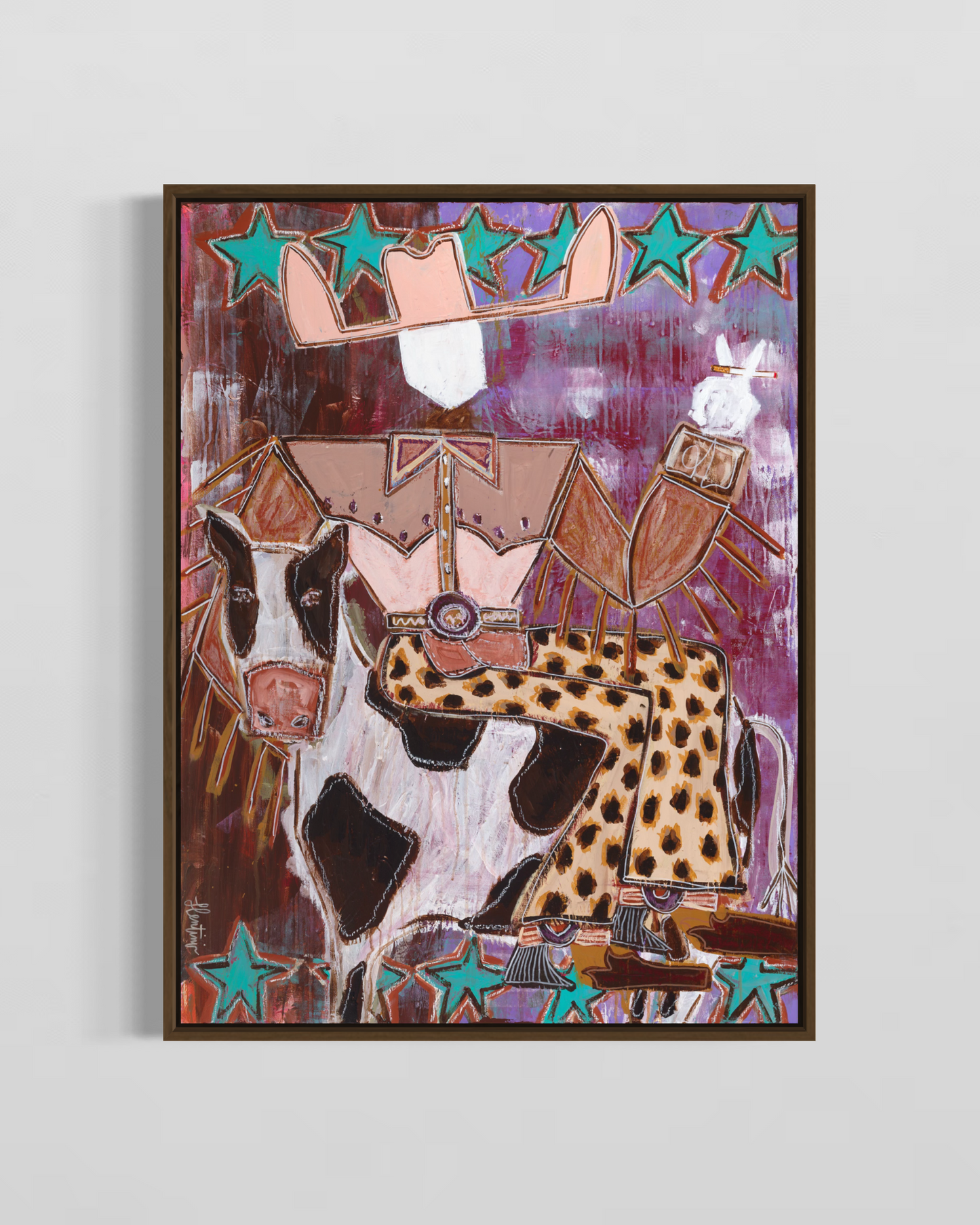 Smokin’ Joe & Milky the Cow - Framed Canvas Print